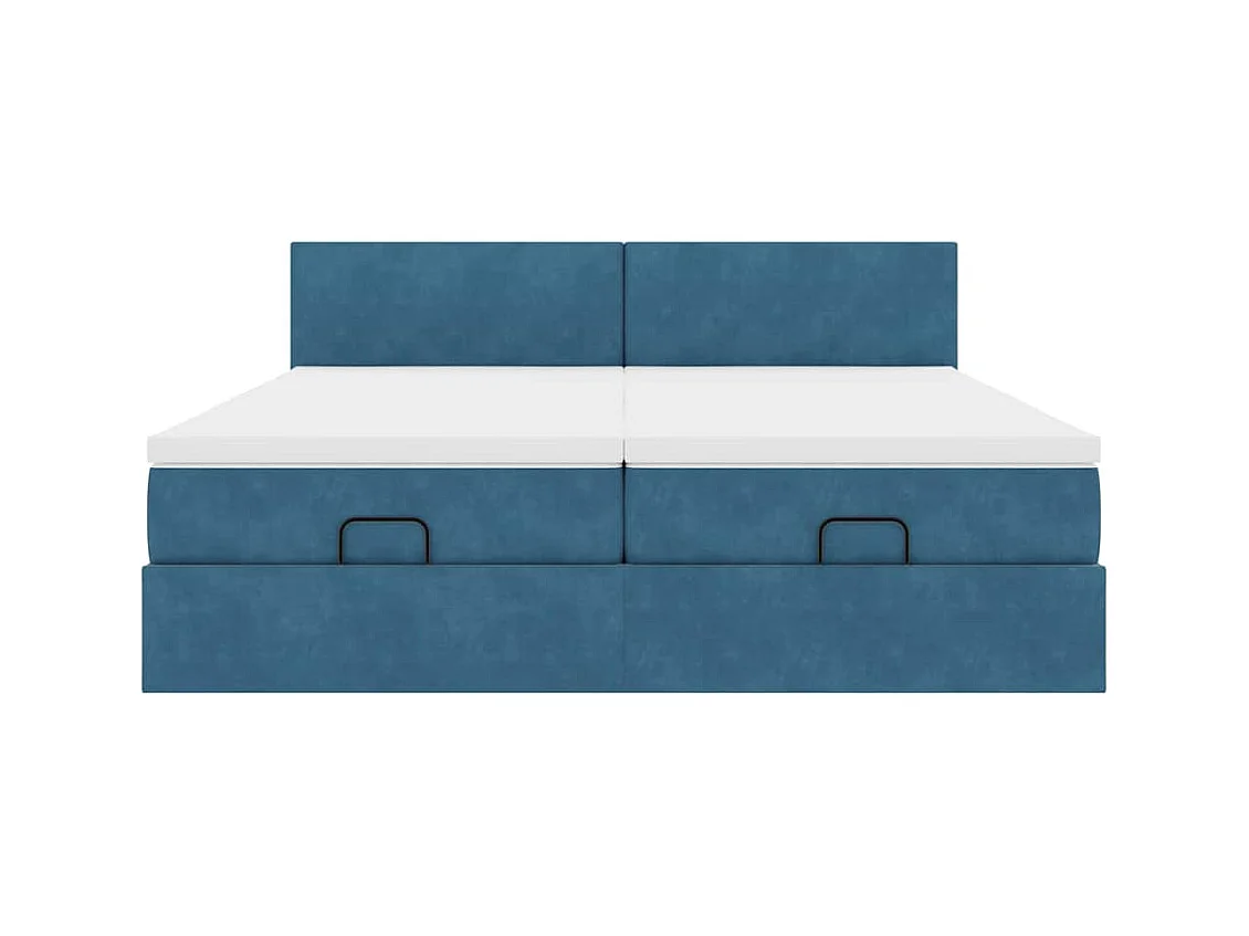 Ottoman-Bett mit Matratzen Dunkelblau 180x200 cm Samt