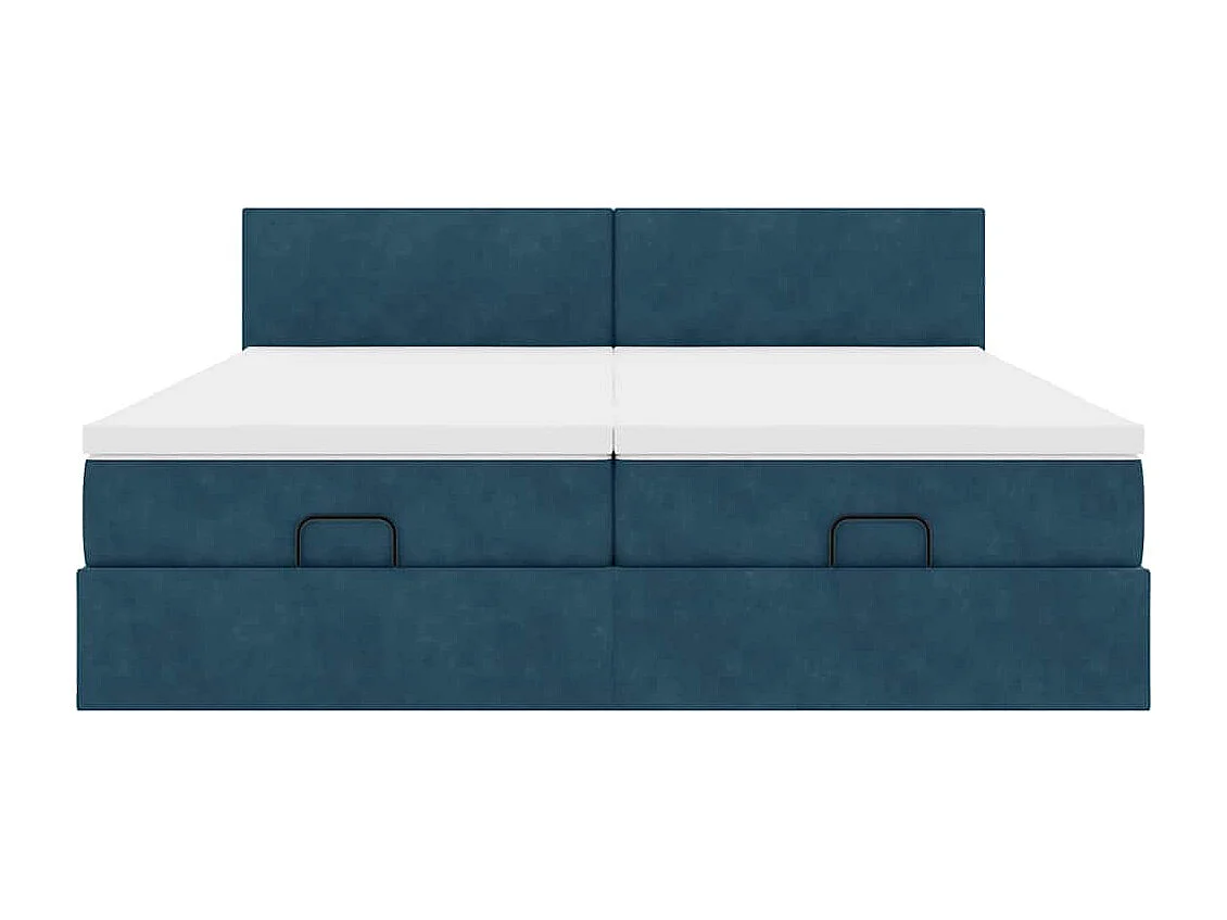 Cadre de lit ottoman avec matelas bleu foncé 180x200 cm velours