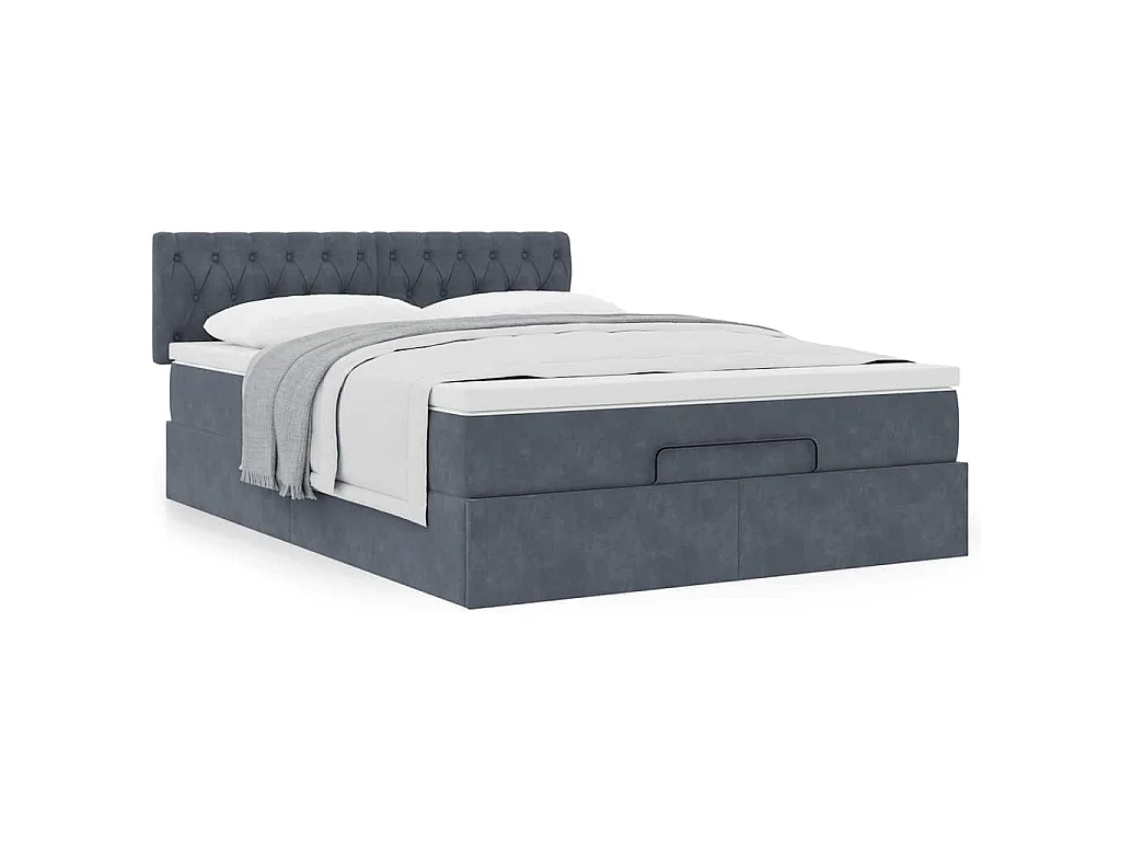 Estructura cama otomana con colchón gris oscuro 140x200cm
