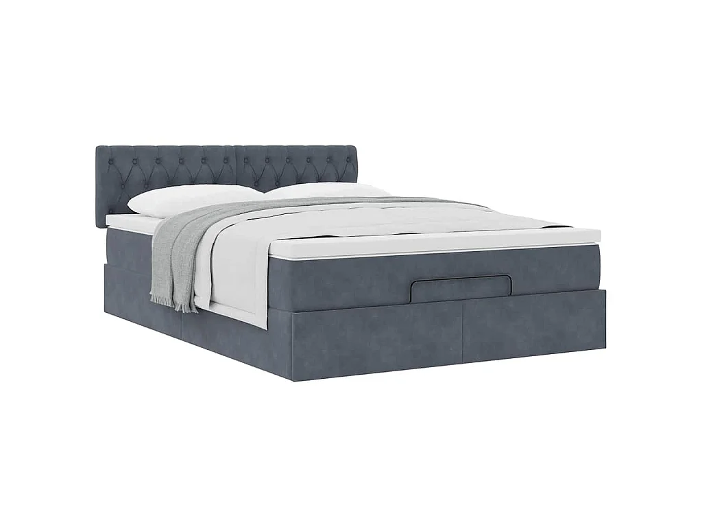 Estructura cama otomana con colchón gris oscuro 140x200cm