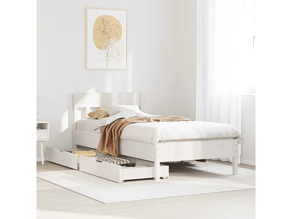 Cadre de lit sans matelas blanc 100x200 cm bois de pin massif