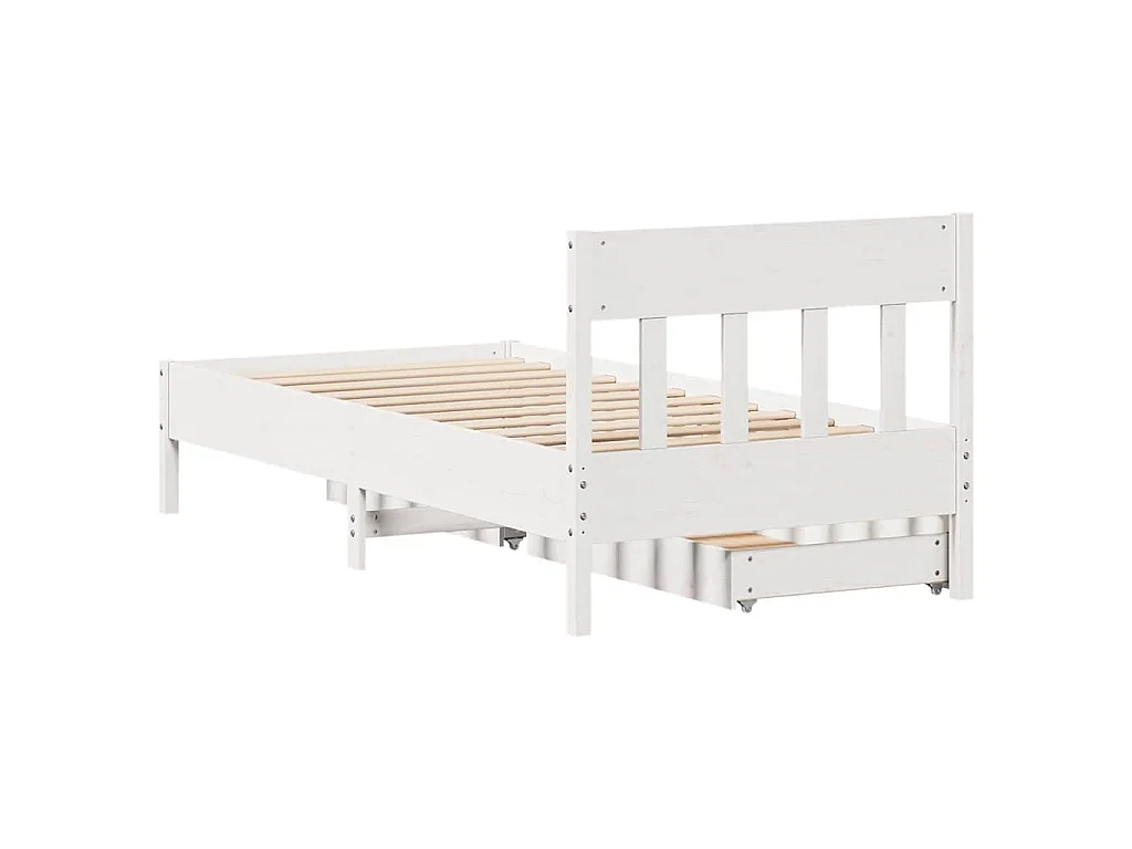Cadre de lit sans matelas blanc 100x200 cm bois de pin massif