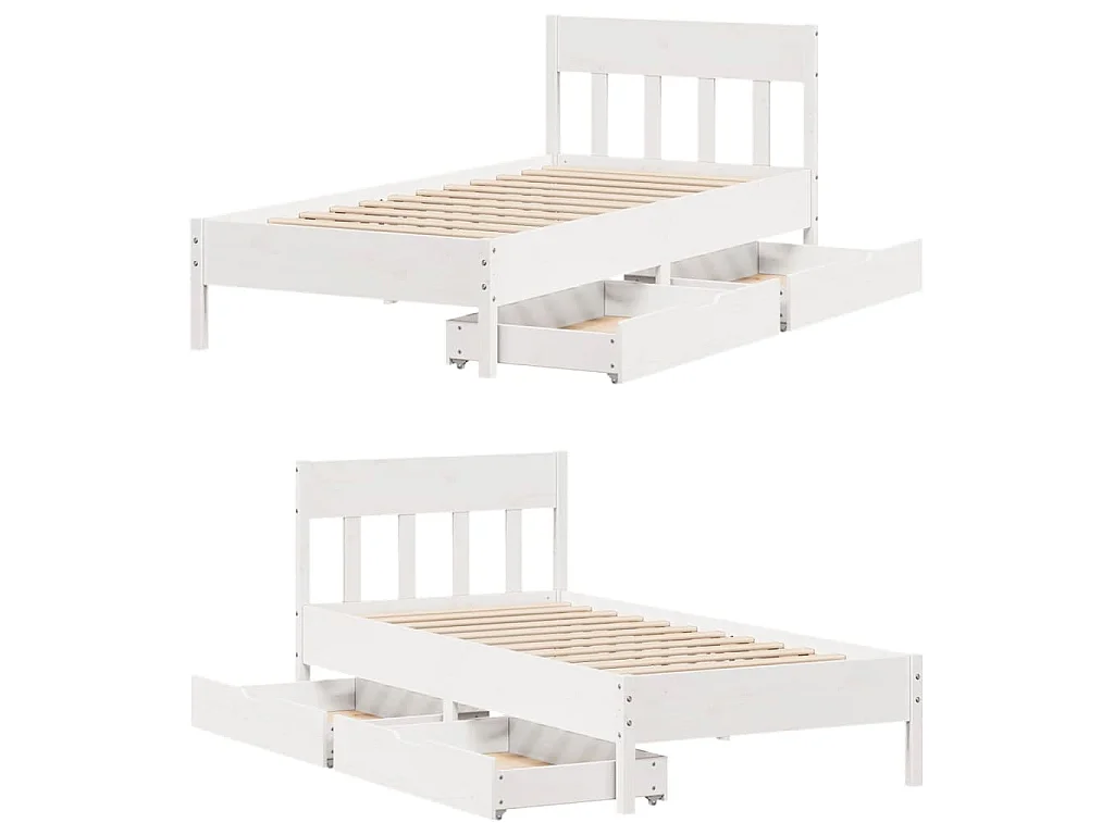 Cadre de lit sans matelas blanc 100x200 cm bois de pin massif