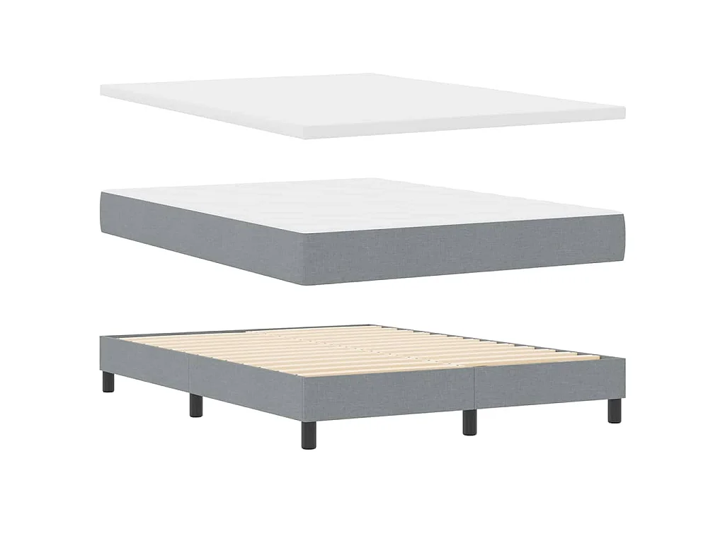 Boxspringbed met hoofdeinde Lichtgrijs 140 x 200 cm Stof