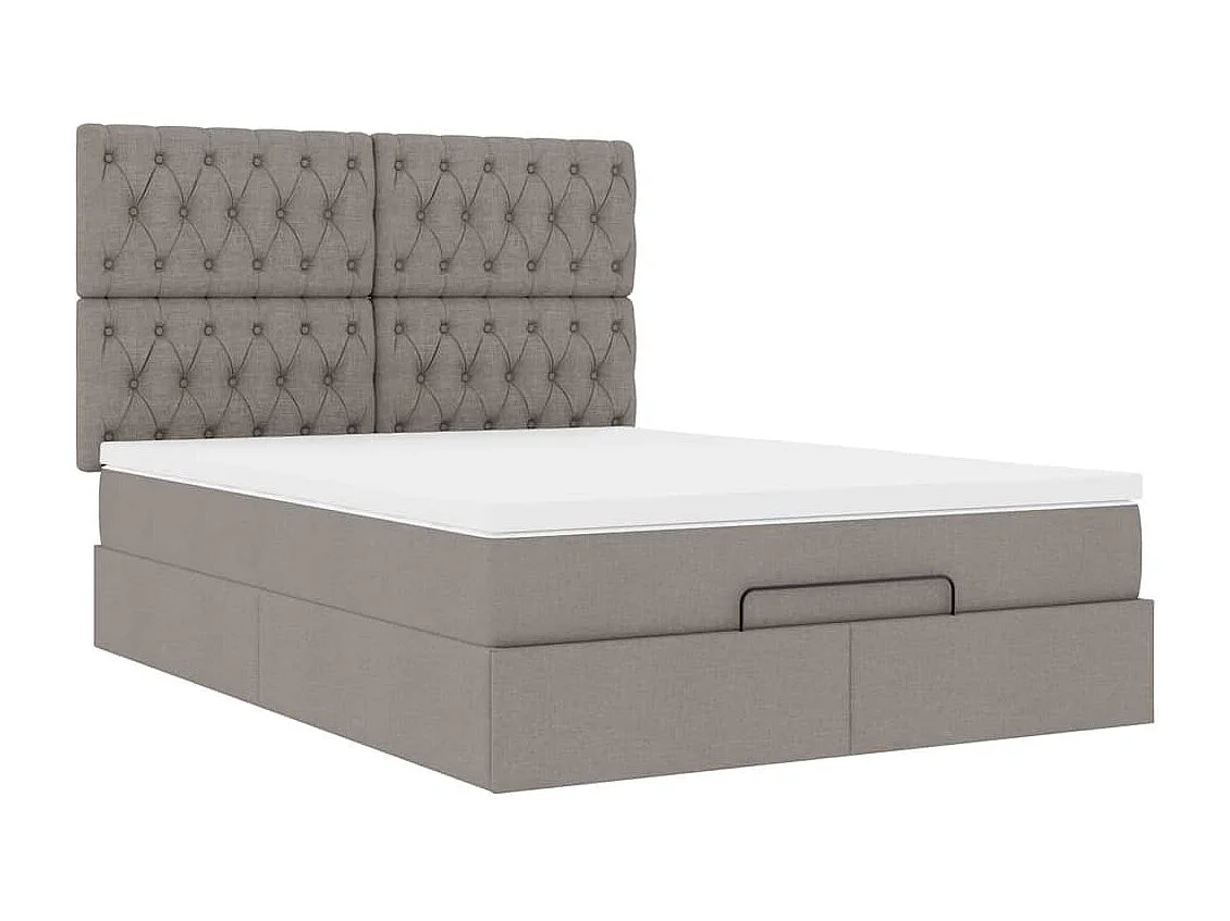 Struttura Letto Pouf con Materasso Tortora 140x200cm in Tessuto