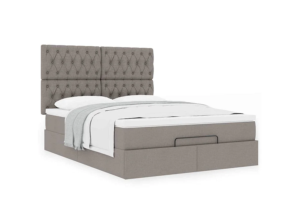 Ottoman bed met matras 140x200cm stof taupe