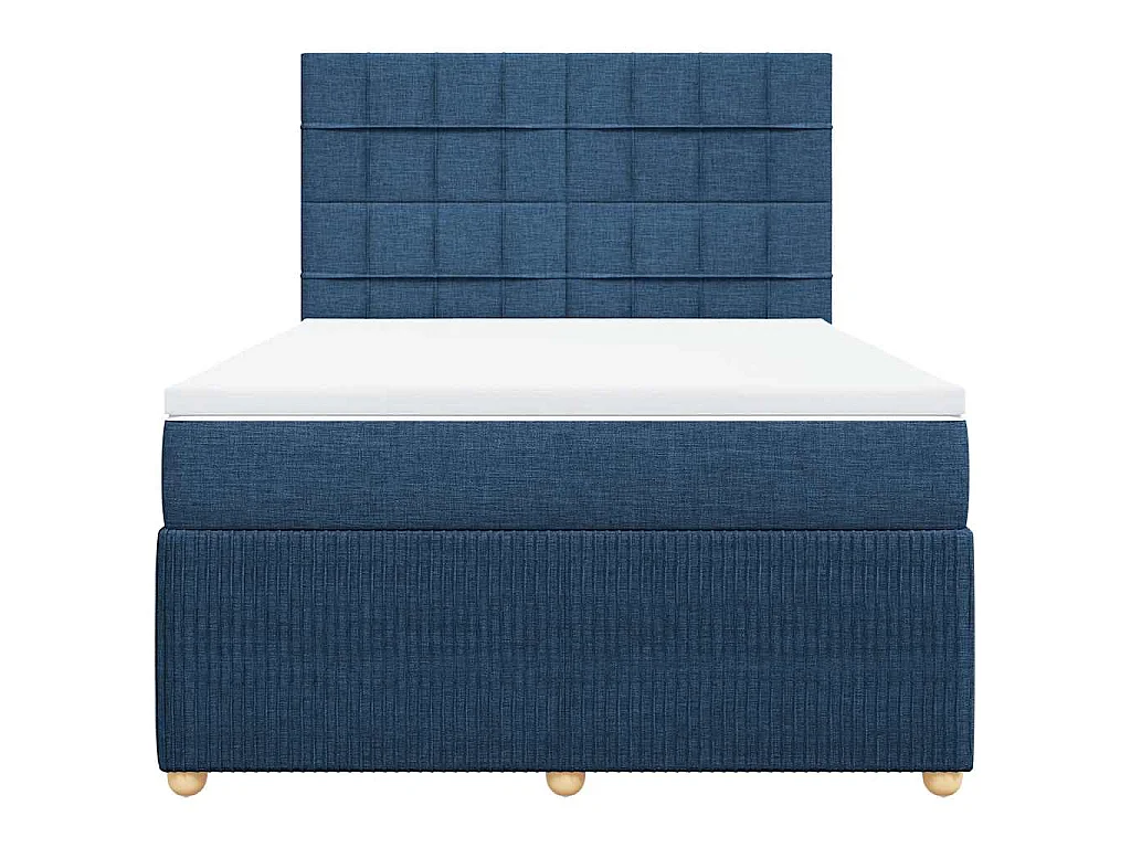 Cama com molas/colchão 160x200 cm tecido azul