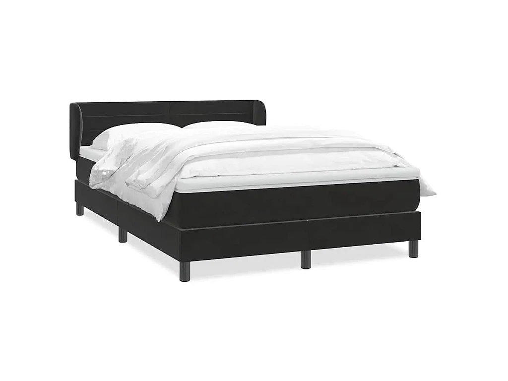 Sommier à lattes de lit avec matelas noir 160x210 cm velours