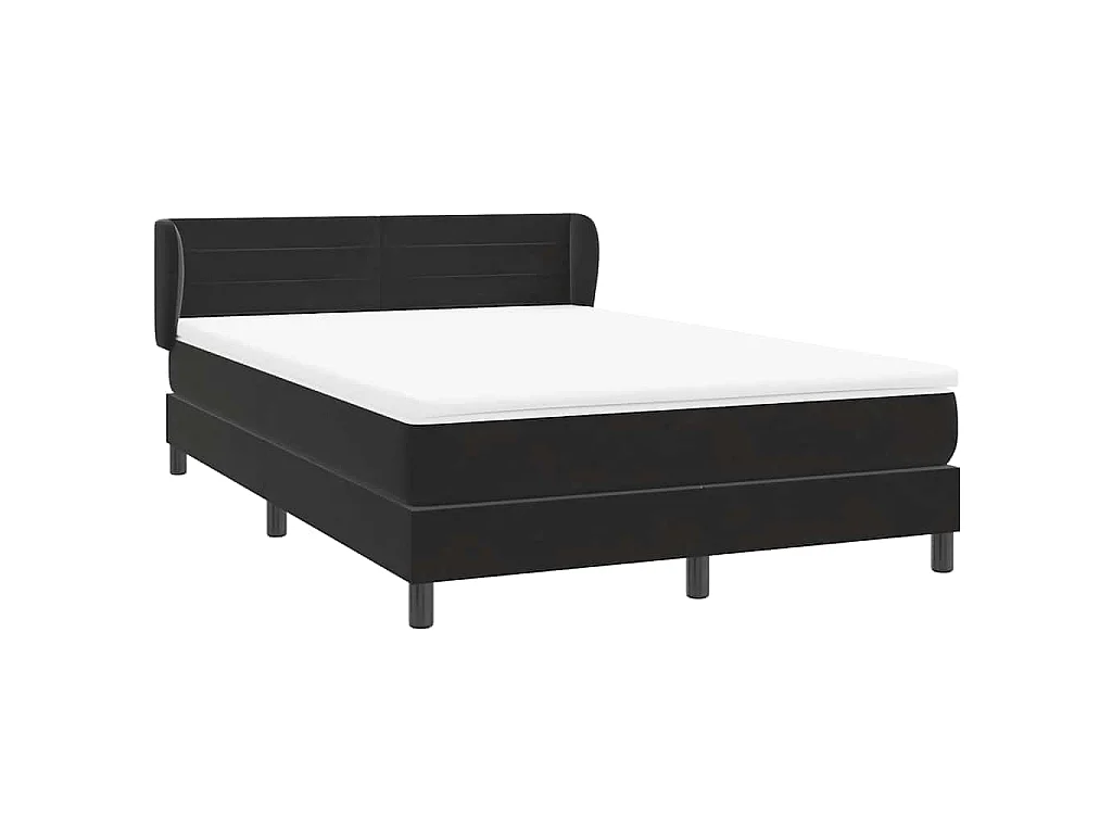 Sommier à lattes de lit avec matelas noir 160x210 cm velours