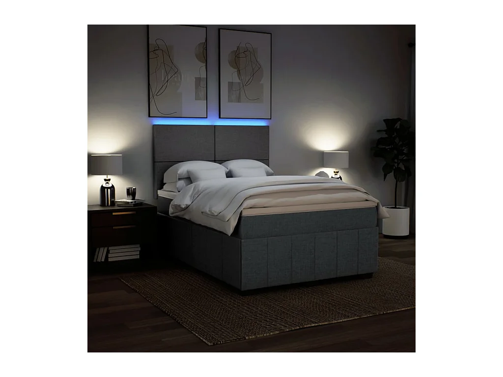 Boxspringbett mit Matratze Dunkelgrau 140x200 cm Stoff