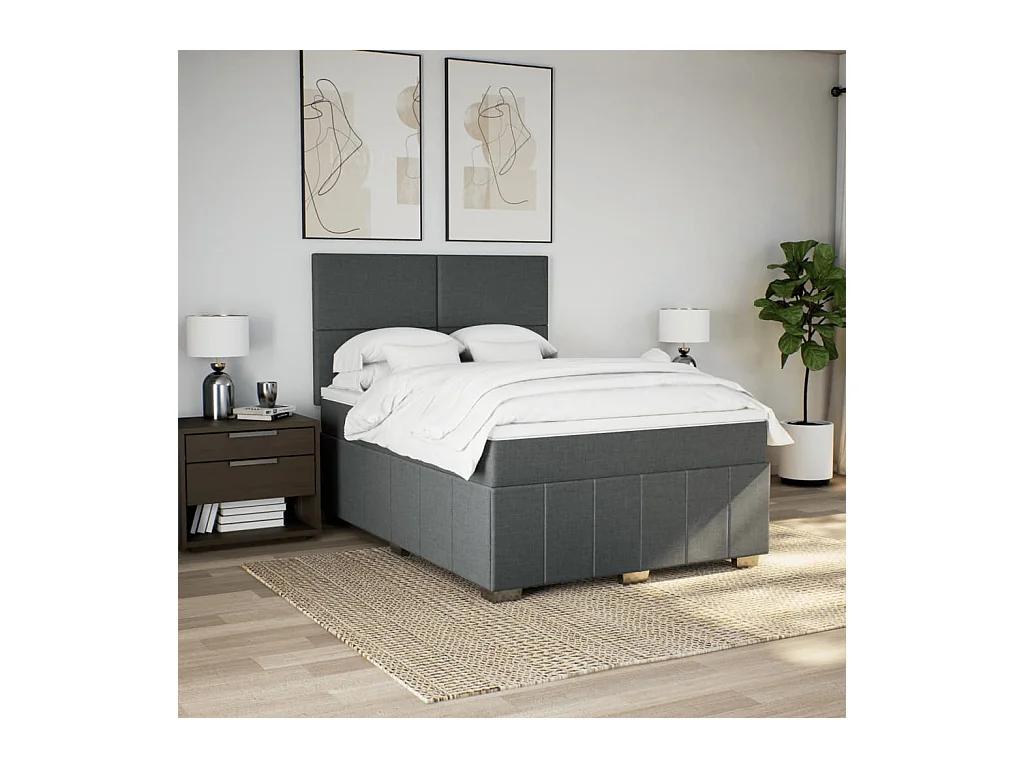 Boxspringbett mit Matratze Dunkelgrau 140x200 cm Stoff