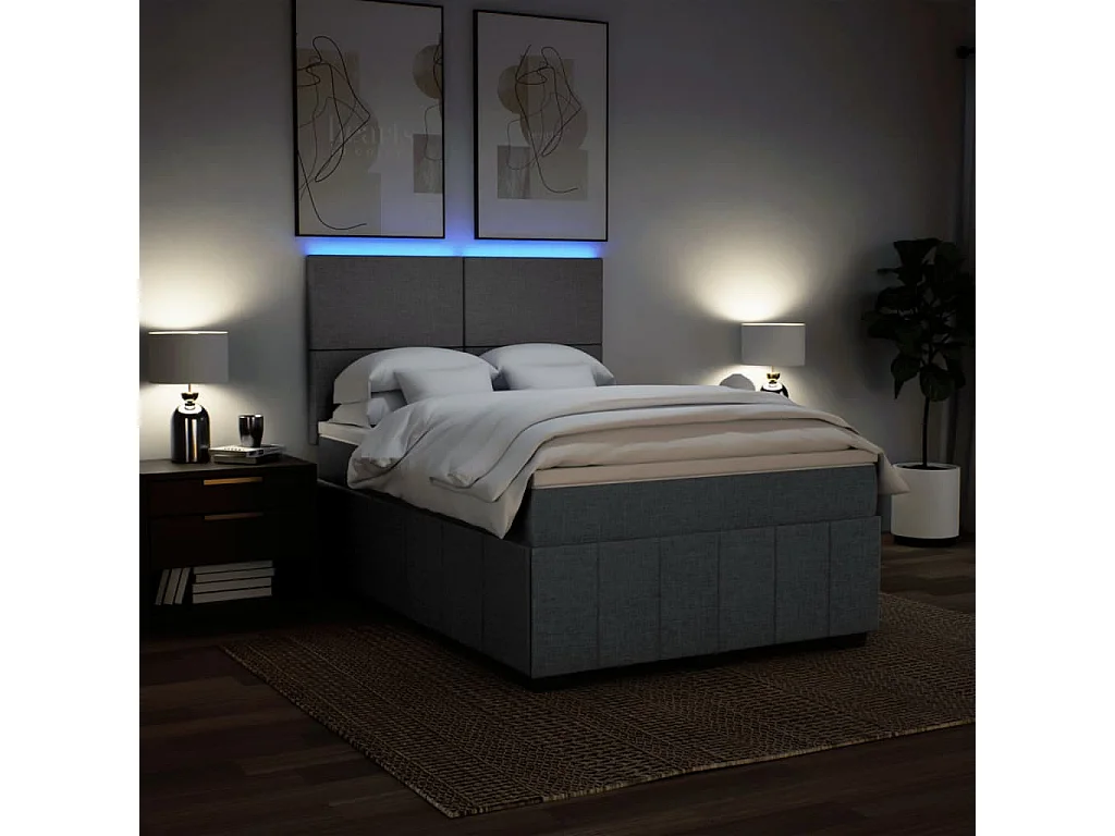 Boxspring met matras stof donkergrijs 140x200 cm