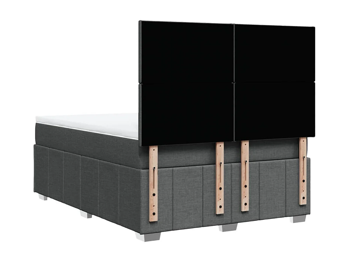 Boxspring met matras stof donkergrijs 140x200 cm