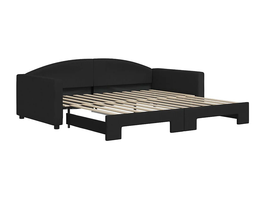 Tagesbett Ausziehbar Schwarz 100x200 cm Stoff