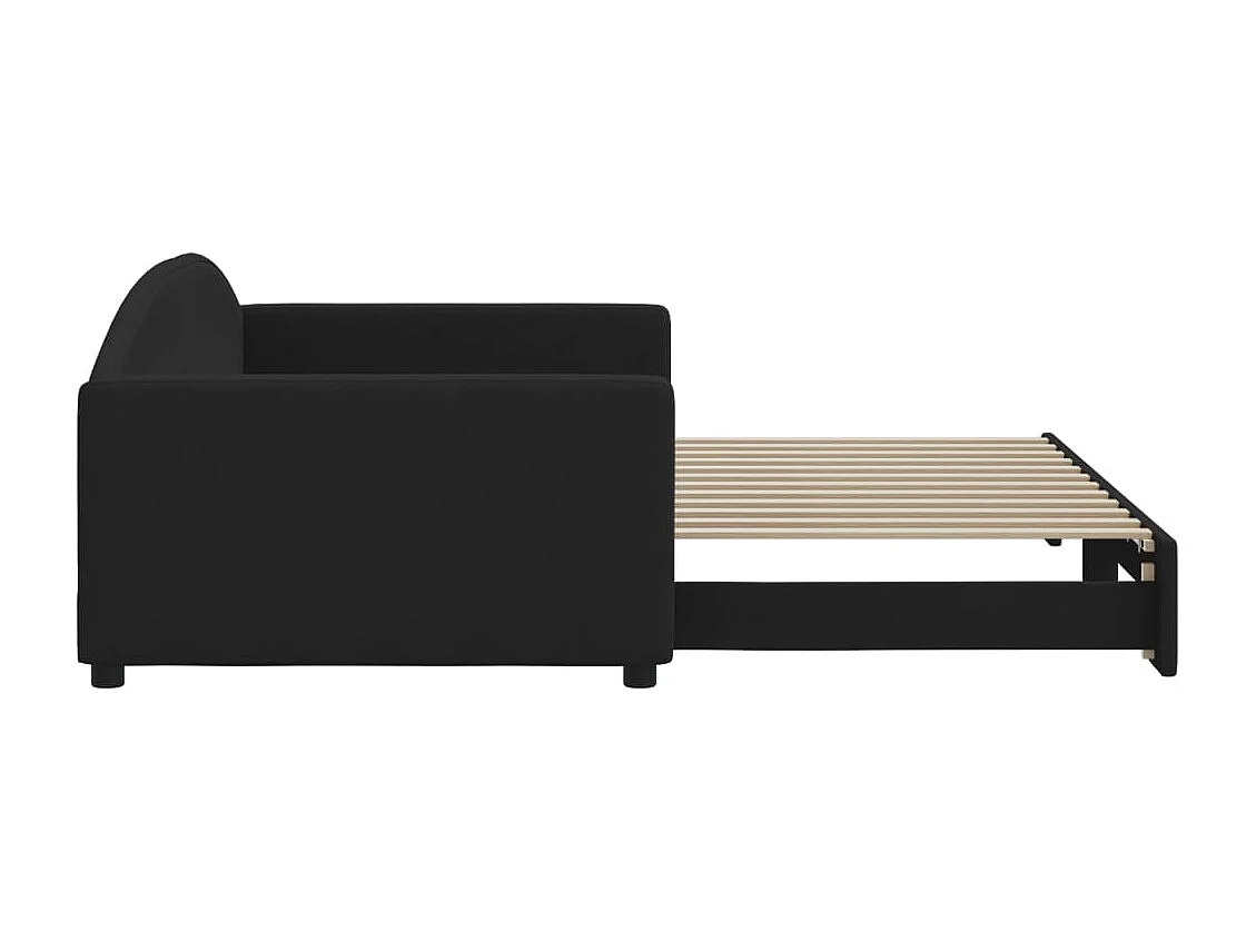 Lit de jour avec gigogne sans matelas noir 100x200 cm