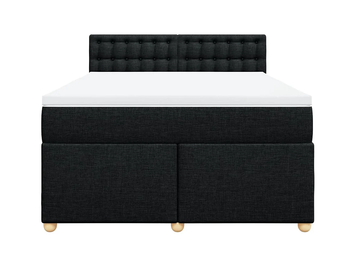 Sommier à lattes de lit avec matelas Noir 140x200 cm Tissu