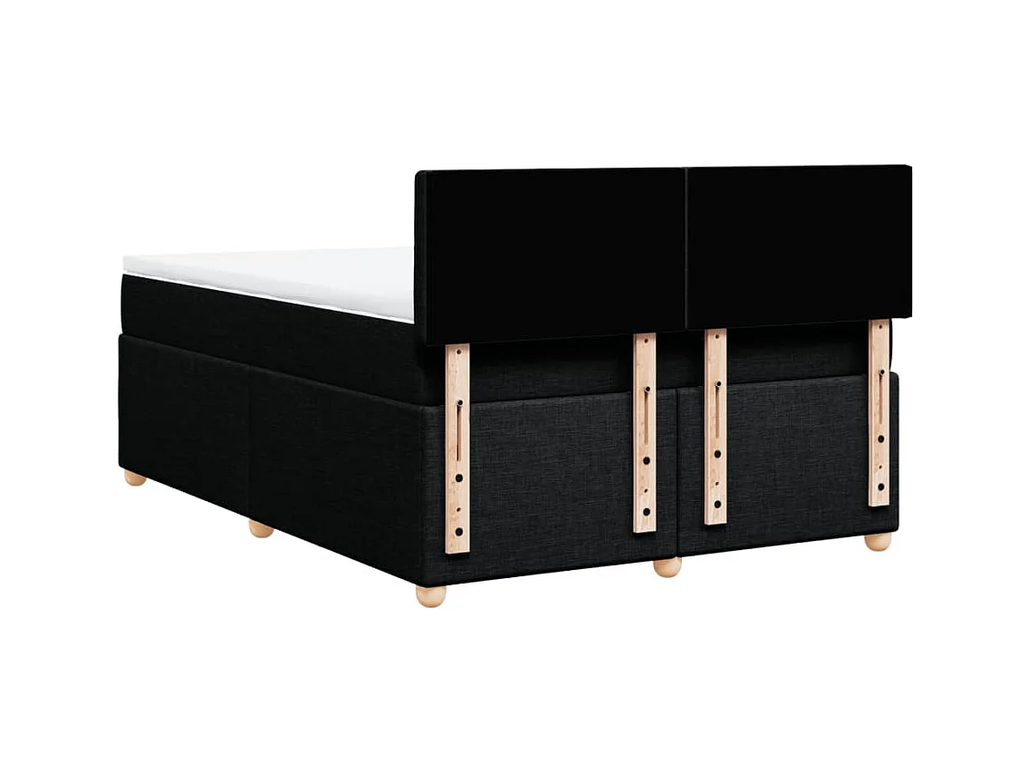Sommier à lattes de lit avec matelas Noir 140x200 cm Tissu