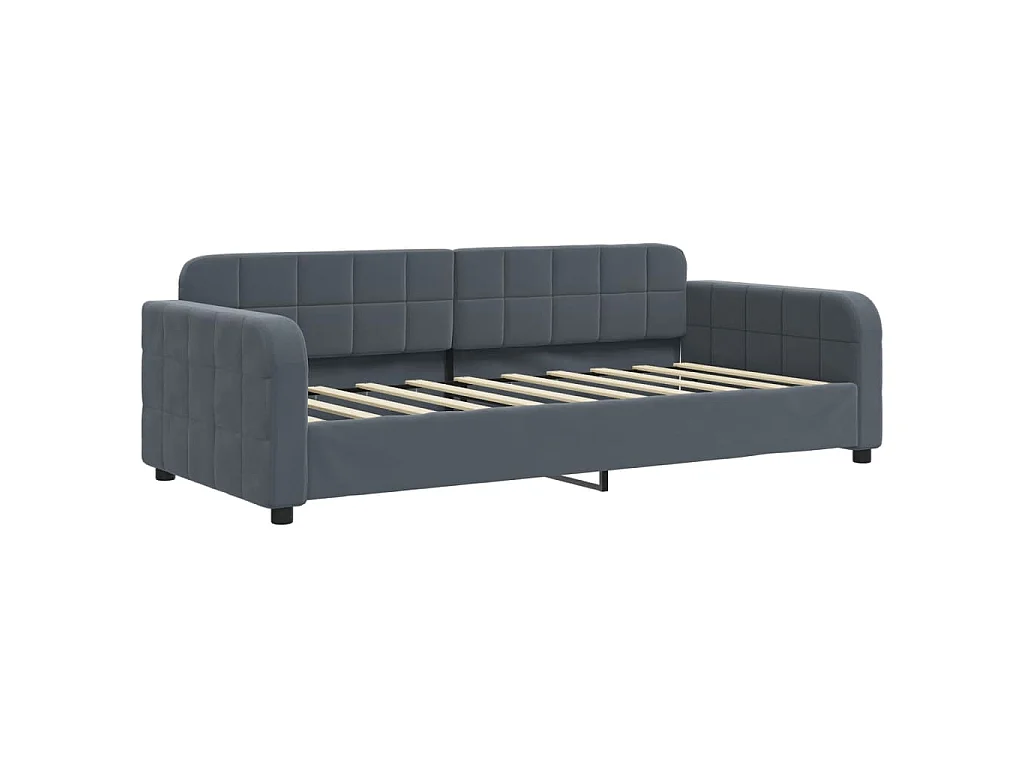 Divano Letto Estraibile Cassetti Grigio Scuro 90x190cm Velluto