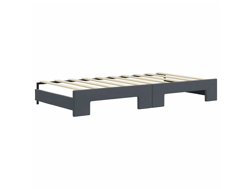 Divano Letto Estraibile Cassetti Grigio Scuro 90x190cm Velluto