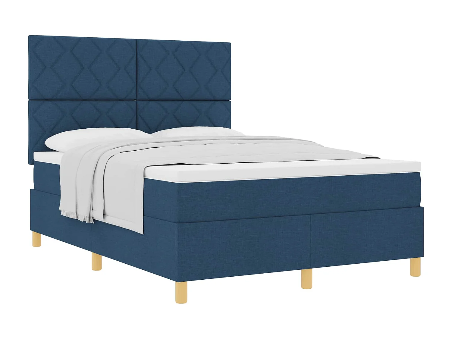 Boxspringbed met matras met hoofdeinde Blauw 160 x 200 cm Stof