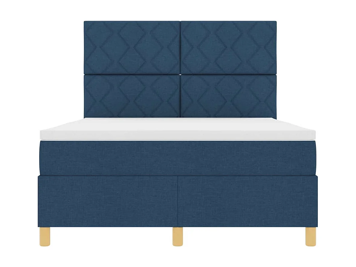 Boxspringbed met matras met hoofdeinde Blauw 160 x 200 cm Stof