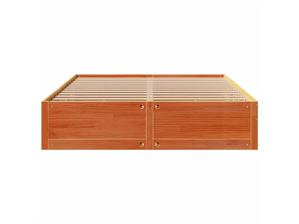 Cadre de lit sans matelas avec tiroirs brun cire 180x200 cm pin