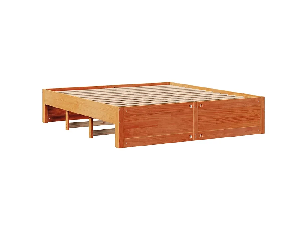Cadre de lit sans matelas avec tiroirs brun cire 180x200 cm pin