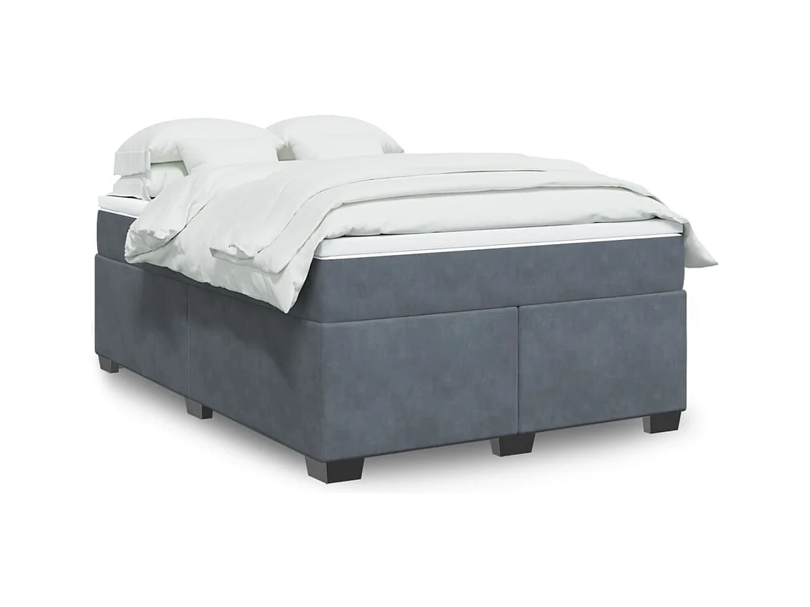 Boxspringbett mit Matratze Dunkelgrau 160x200 cm Samt