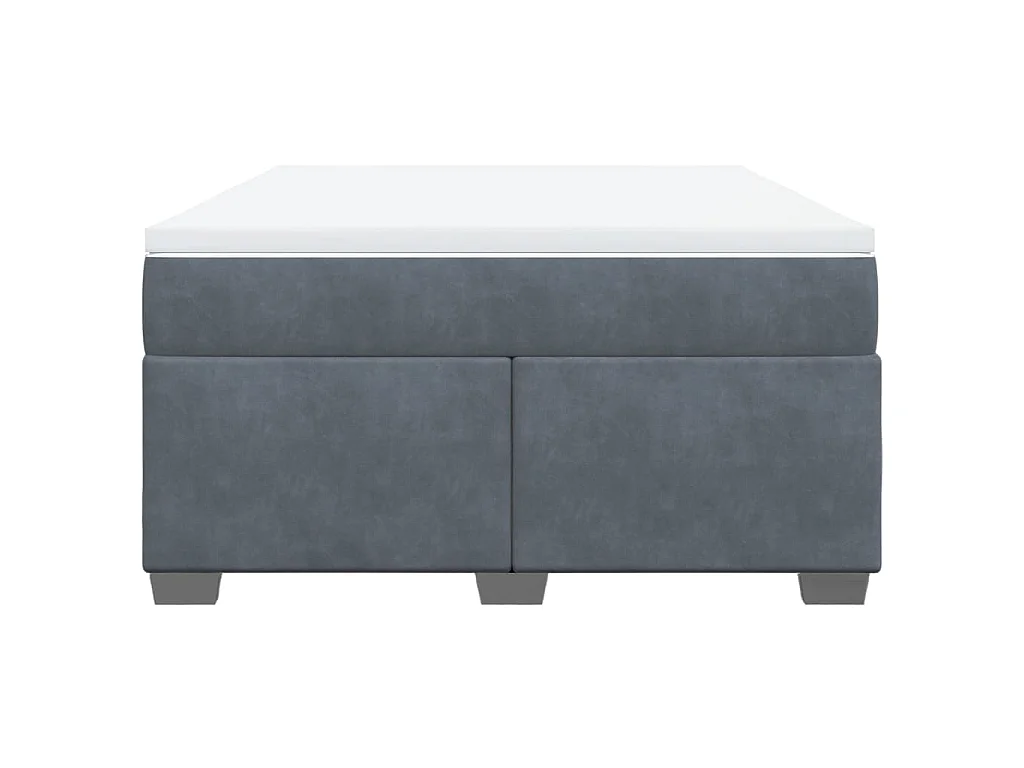 Cama box spring con colchón terciopelo gris oscuro 160x200 cm