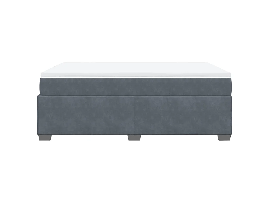 Cama box spring con colchón terciopelo gris oscuro 160x200 cm