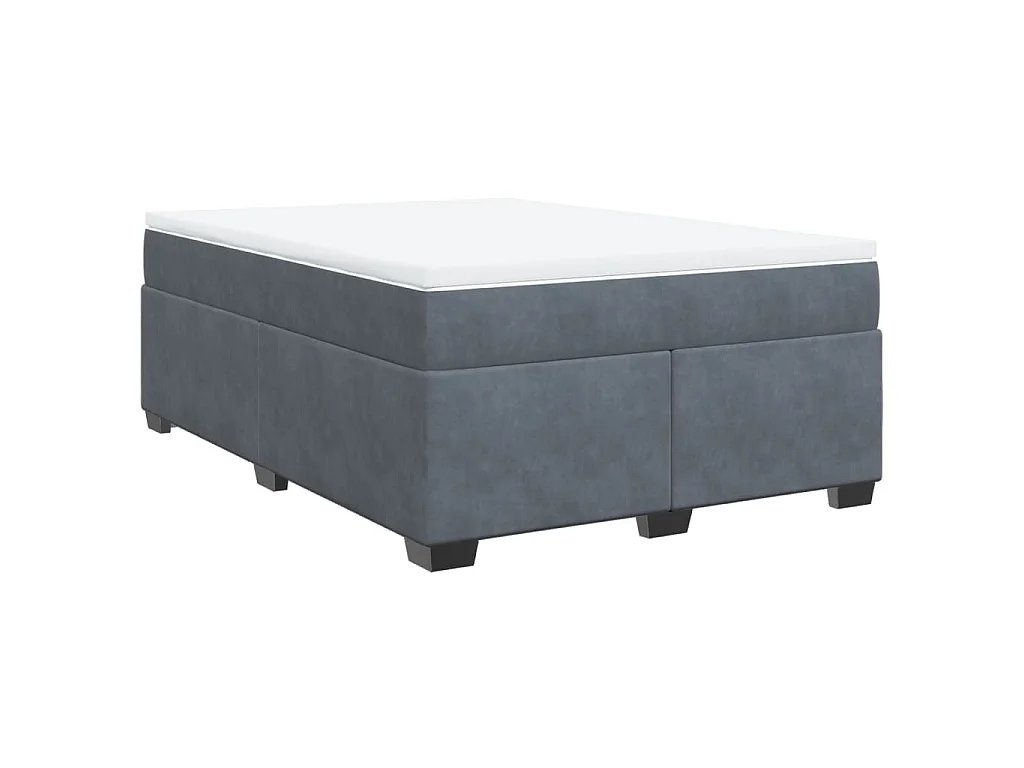 Cama box spring con colchón terciopelo gris oscuro 160x200 cm