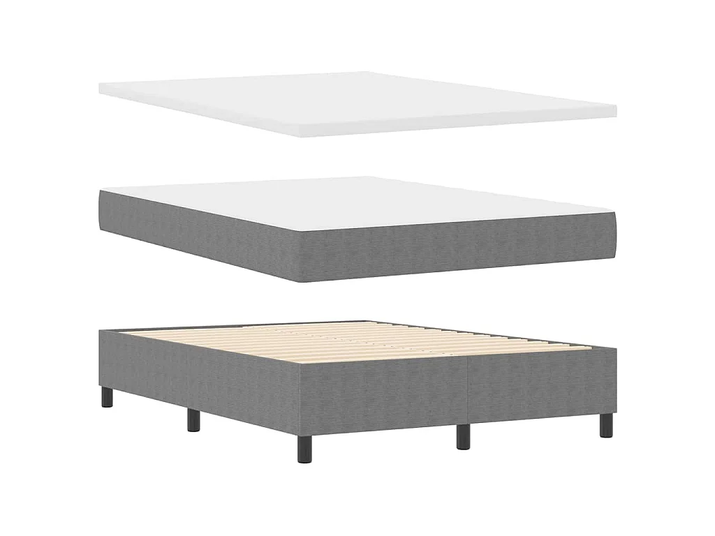 Boxspringbed Lichtgrijs en wit. 140 x 200 cm Katoen Stof