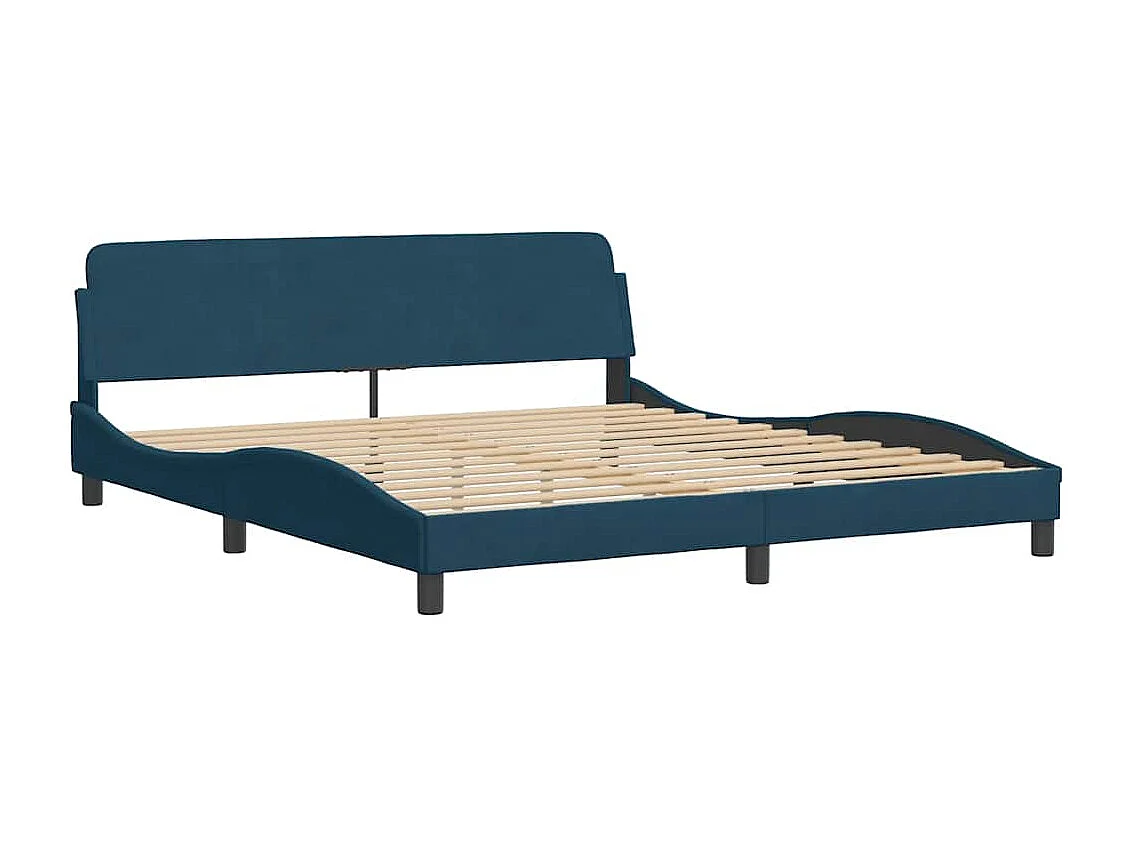 Lit avec matelas Hanko bleu 180x200 cm velours