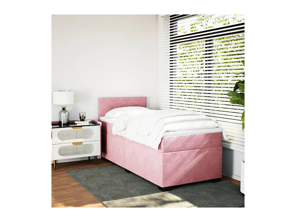 Sommier à lattes de lit avec matelas Rose 90x200 cm Velours
