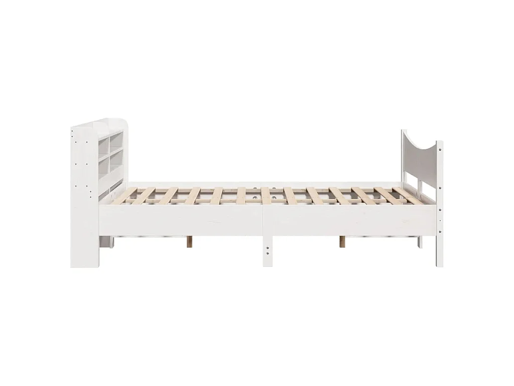 Cadre de lit et tête de lit blanc 140x190 cm bois de pin massif