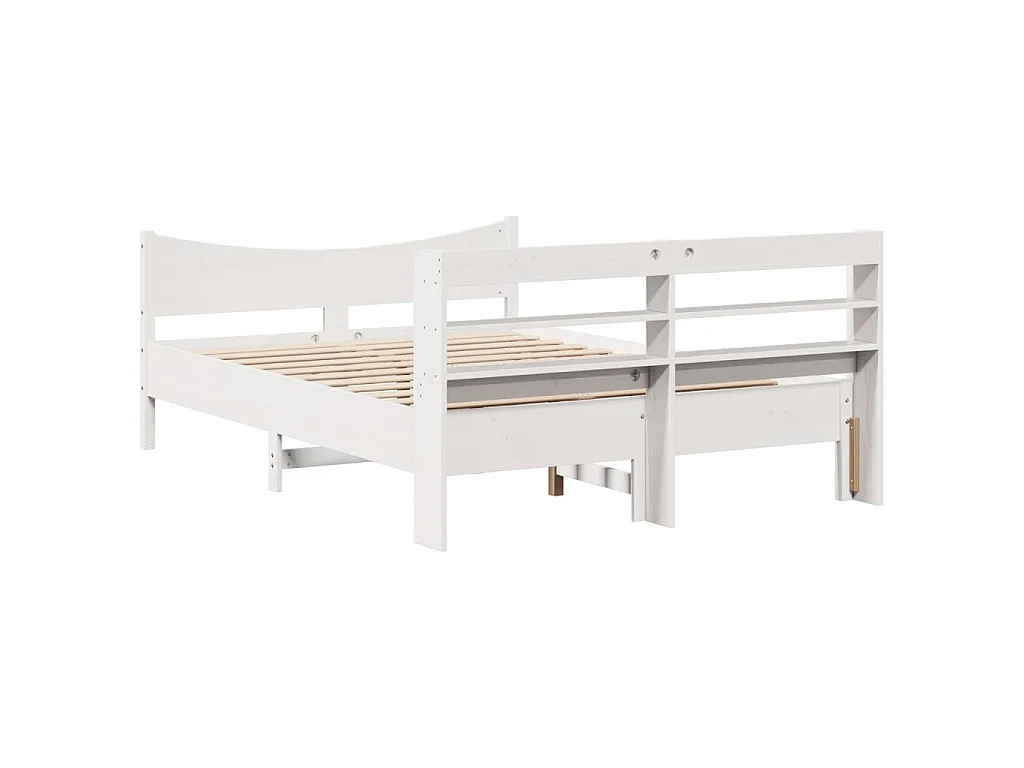 Cadre de lit et tête de lit blanc 140x190 cm bois de pin massif