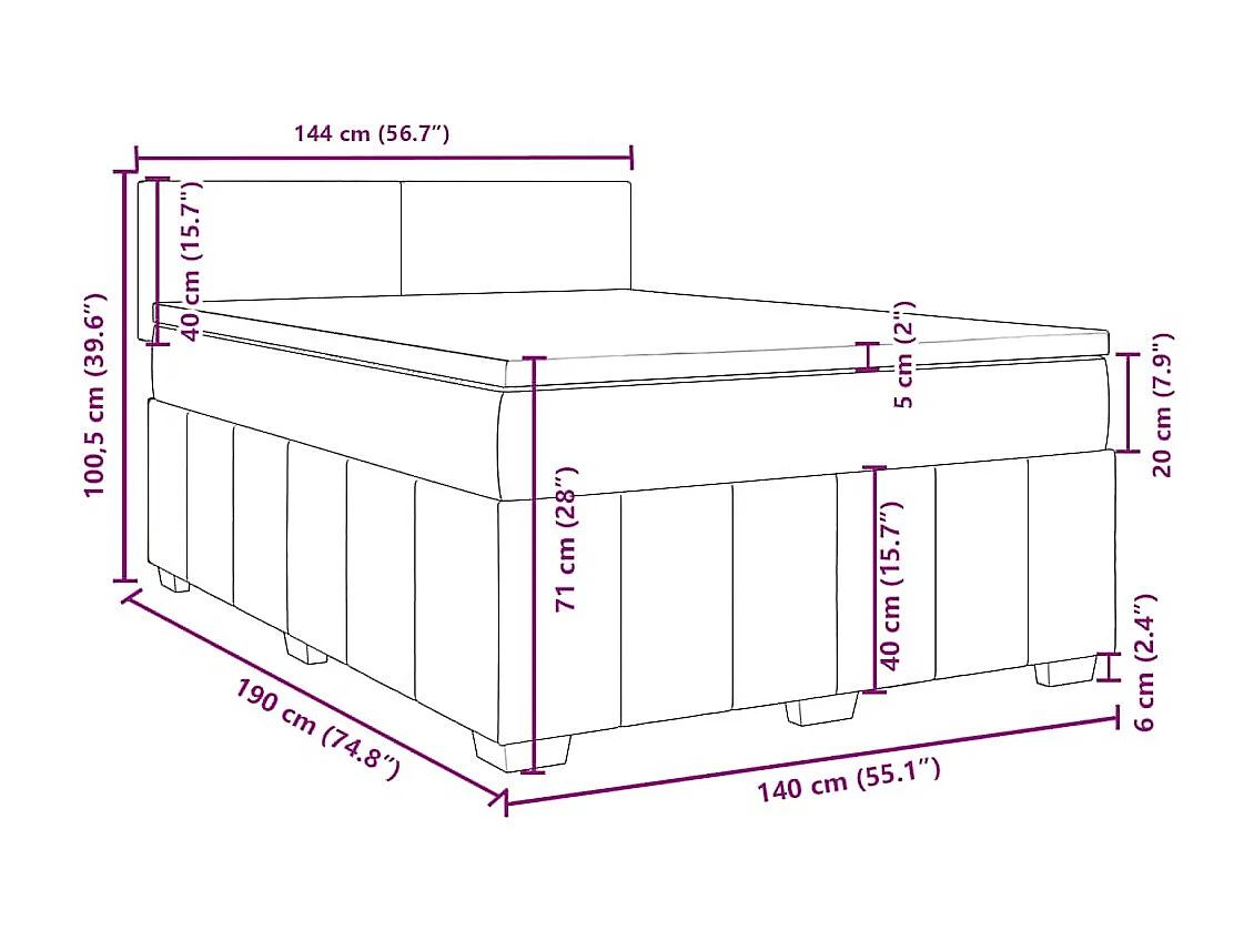 Sommier à lattes de lit avec matelas Bleu 140x190 cm Tissu