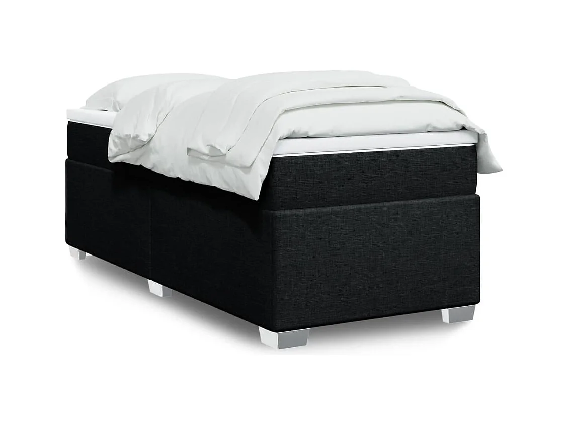 Sommier à lattes de lit avec matelas Noir 90x190 cm Tissu