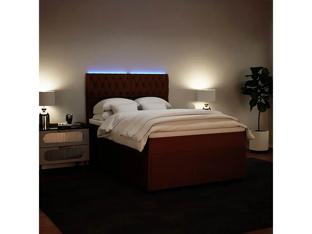 Cama box spring con colchón terciopelo rosa 140x190 cm