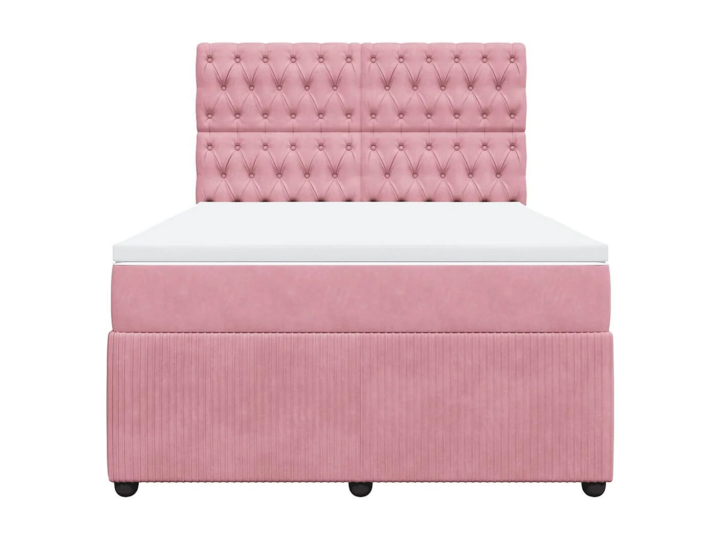 Cama box spring con colchón terciopelo rosa 140x190 cm
