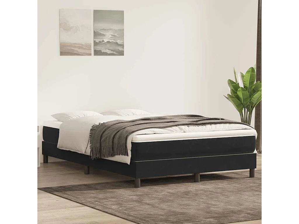 Boxspringbett mit Matratze Schwarz 160x210 cm Samt
