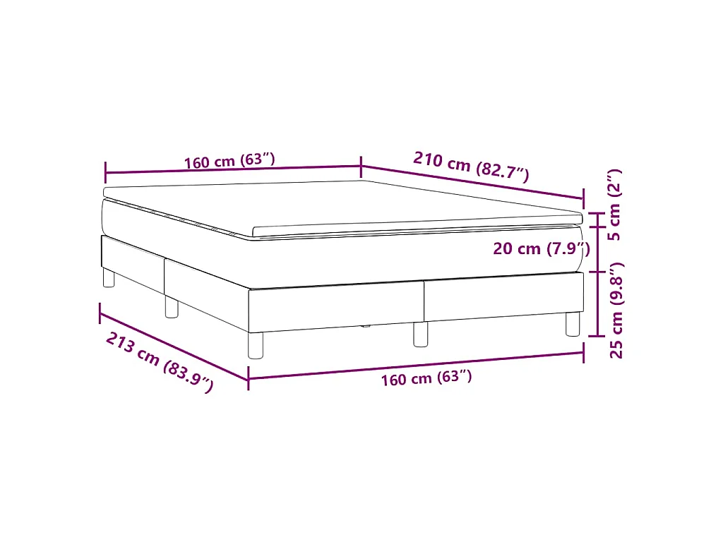 Boxspringbett mit Matratze Schwarz 160x210 cm Samt