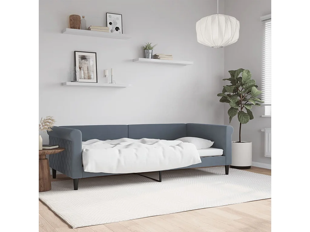 Lit de repos sans matelas gris foncé 90x200 cm velours