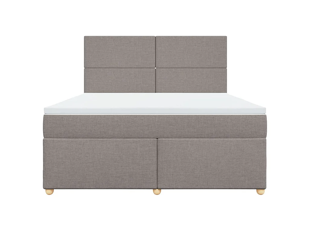 Cama box spring con colchón tela gris taupe 180x200 cm