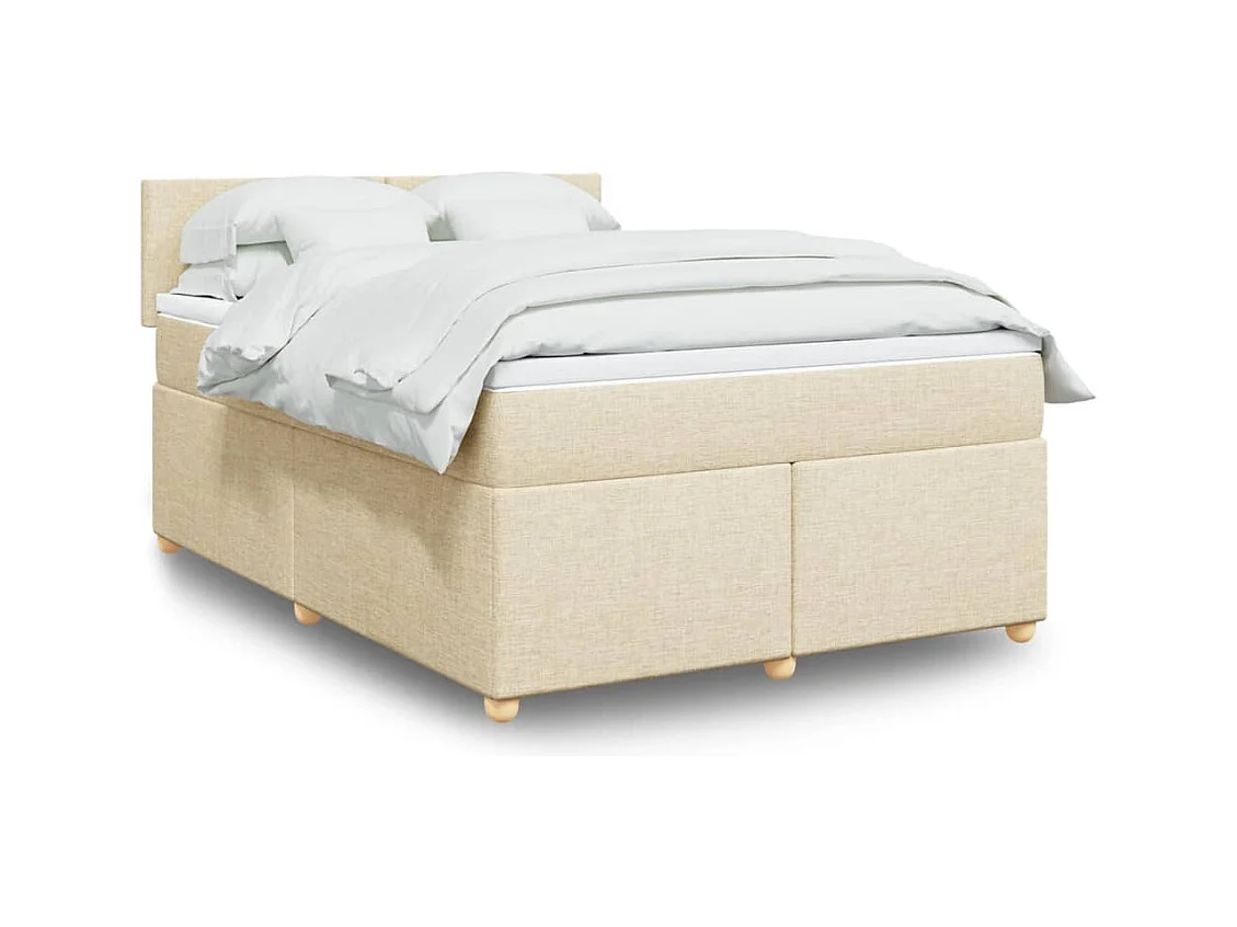 Sommier à lattes de lit avec matelas Crème 140x190 cm Tissu