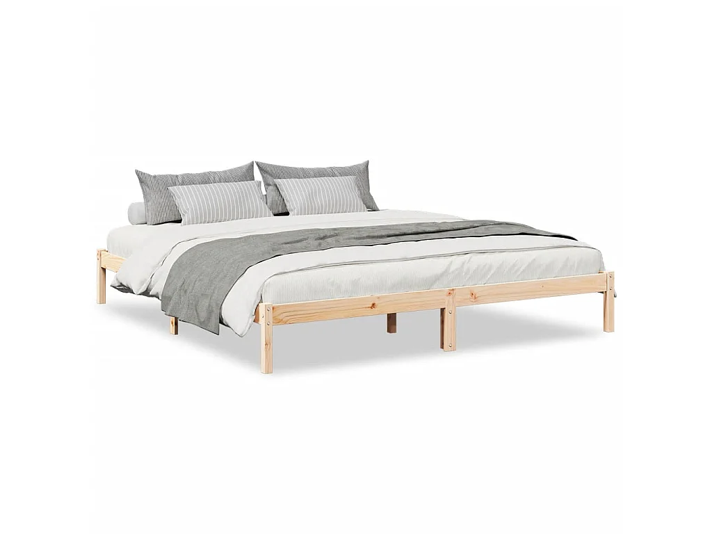 Cadre de lit extra long sans matelas 180x220 cm bois massif pin