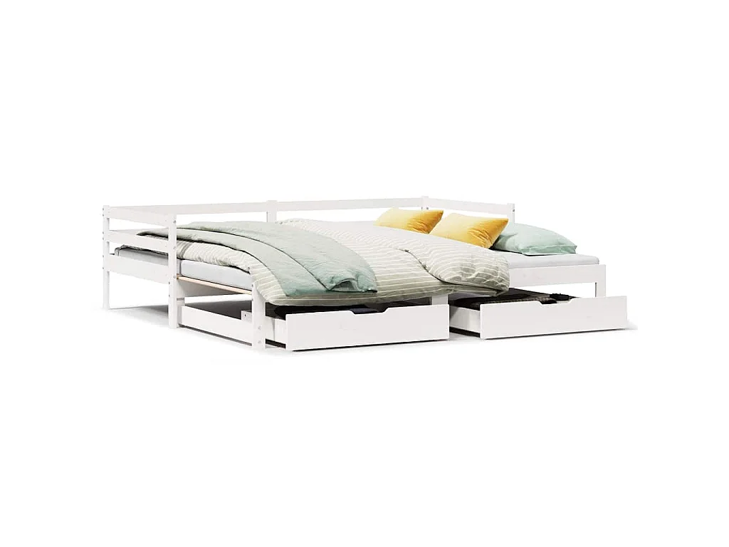 Sofá-cama c/ gavetas 90x200cm madeira de pinho maciça branco