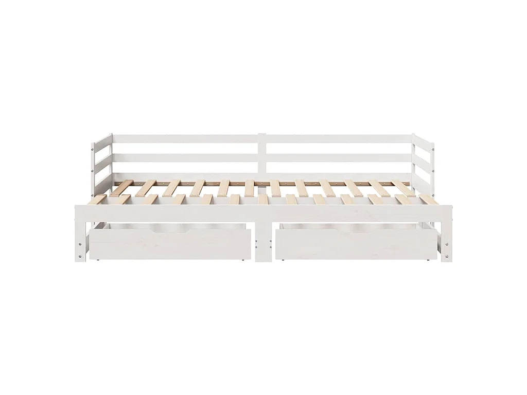 Sofá-cama c/ gavetas 90x200cm madeira de pinho maciça branco
