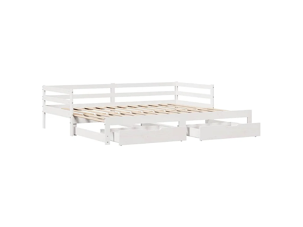 Sofá-cama c/ gavetas 90x200cm madeira de pinho maciça branco
