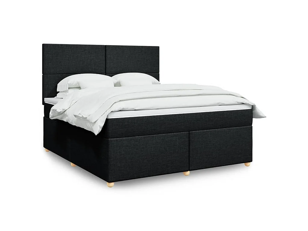 Sommier à lattes de lit avec matelas Noir 180x200 cm Tissu